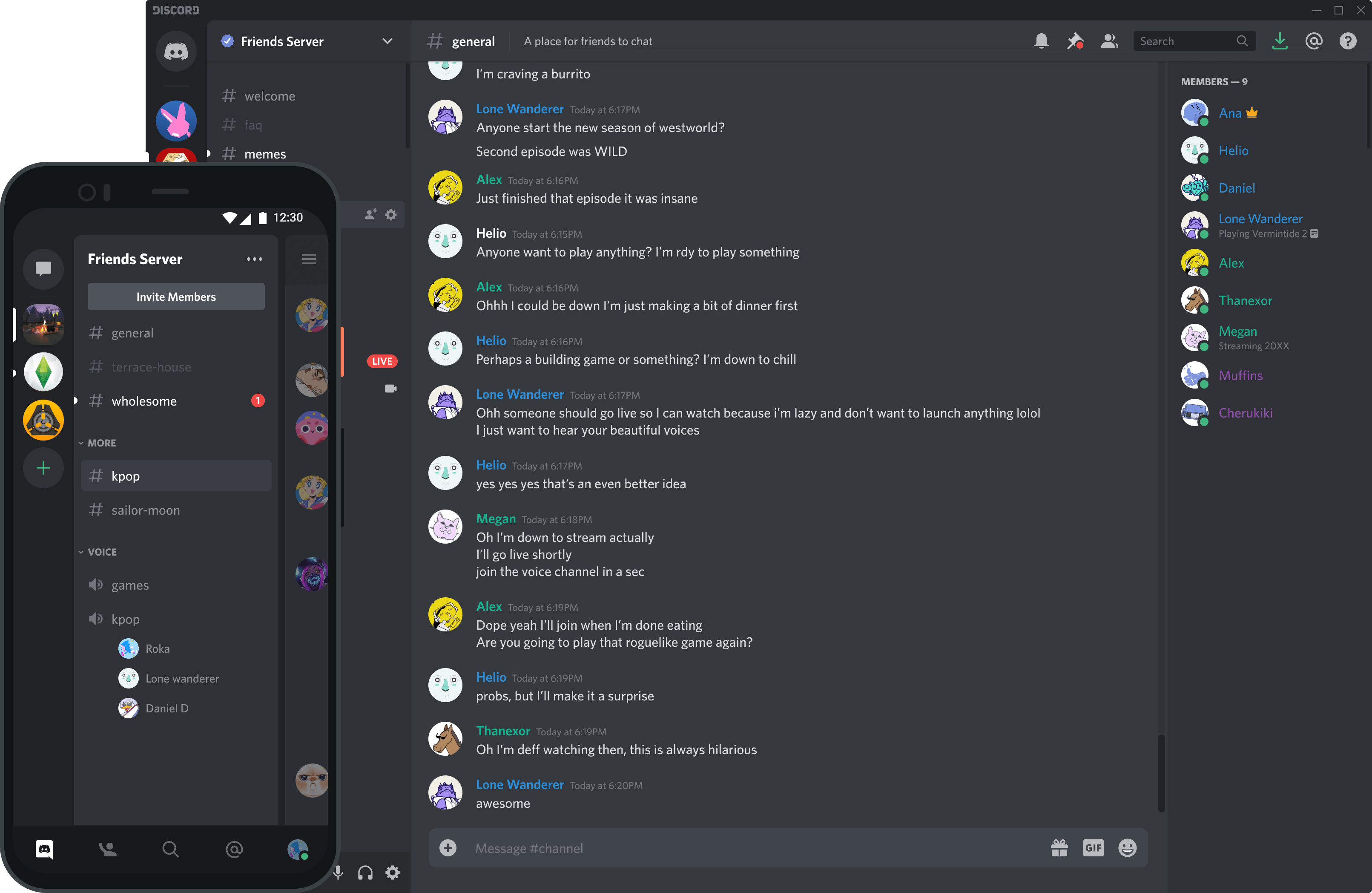 Discord community hub for student communication and virtual school life